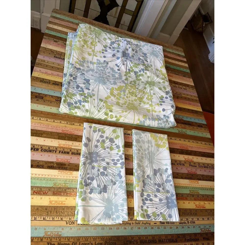 THE COMPANY STORE 3pc Duvet Cover Full Size 84 X 90 Dandelion Retro 100% Cotton